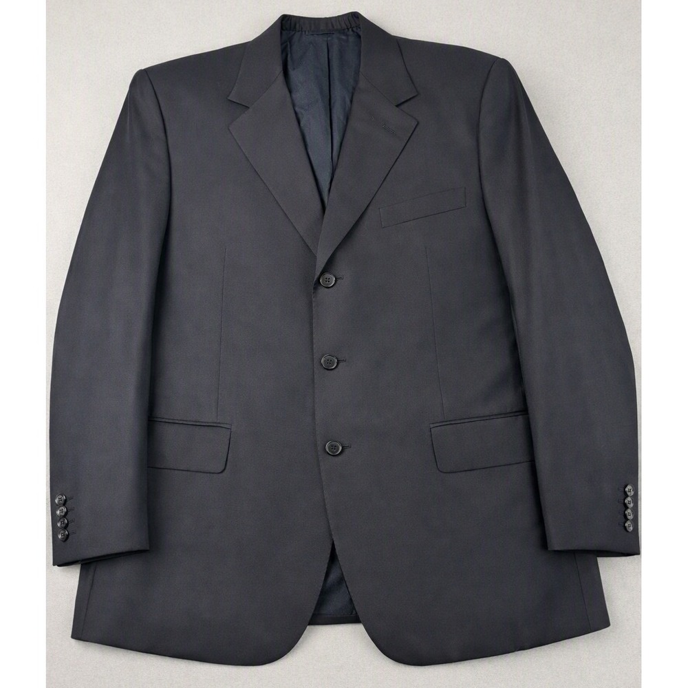 Stefano Ricci Mens Navy Blue Super 120 Wool 3 Button Blazer Jacket Size 52 R